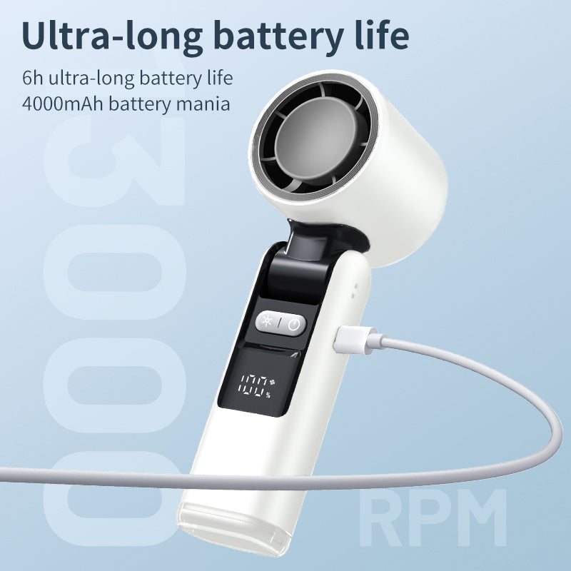 Fit For Portable Turbofan USB Rechargeable Strong Wind Adjustable Wind Speed 4000mAh