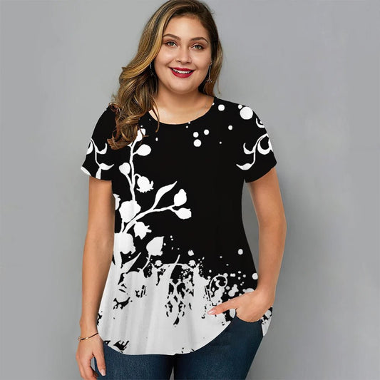 Floral T Shirt For Women Oversized Y2k Girls Clothes O Neck Fashion Short Sleeve Blouse Summer New Streetwear Female Casual Tops - Chic Cart