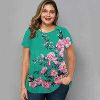 Floral T Shirt For Women Oversized Y2k Girls Clothes O Neck Fashion Short Sleeve Blouse Summer New Streetwear Female Casual Tops - Chic Cart