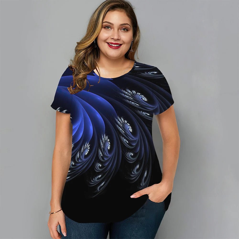 Floral T Shirt For Women Oversized Y2k Girls Clothes O Neck Fashion Short Sleeve Blouse Summer New Streetwear Female Casual Tops - Chic Cart