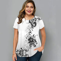 Floral T Shirt For Women Oversized Y2k Girls Clothes O Neck Fashion Short Sleeve Blouse Summer New Streetwear Female Casual Tops - Chic Cart