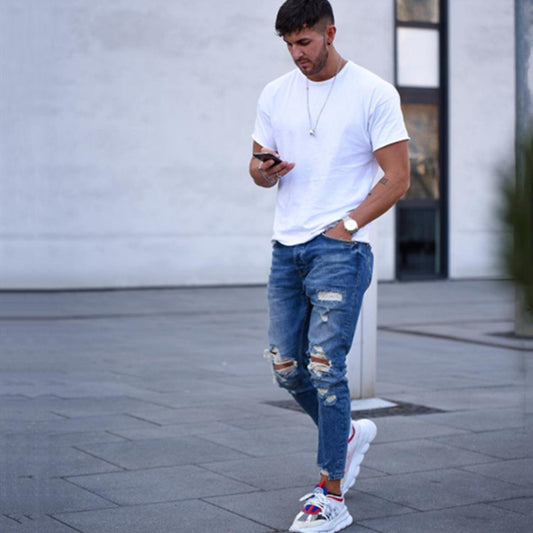 Hole men"s jeans