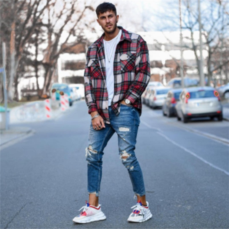 Hole men"s jeans