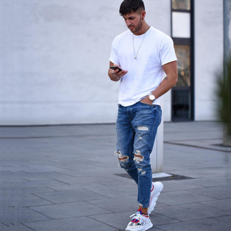 Hole men"s jeans