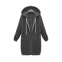 Hooded Long Sleeve Sweater Fleece Long Jacket