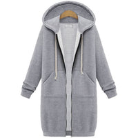 Hooded Long Sleeve Sweater Fleece Long Jacket