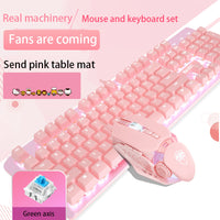 Mechanical Keyboard And Mouse Set Girls.