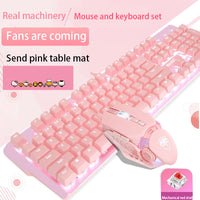 Mechanical Keyboard And Mouse Set Girls.