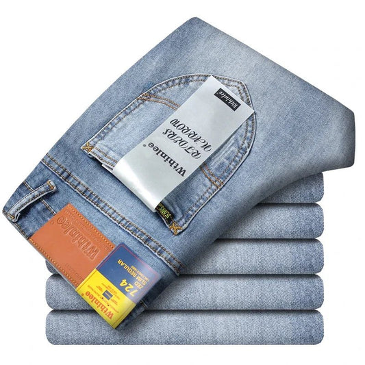WthinLEE Men's Straight Jeans Fashion Business Slim Fit Denim Trousers Wash Stretch Casual Vintage Pants Male Brand Clothes - Chic Cart