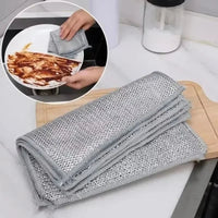 Metal Steel Wire Rags Cloth Kitchen Pot Pan Dishwashing Double - sided Dishcloth Home Mesh Cleaning Cloths Towels Scrubber Rag - Chic Cart