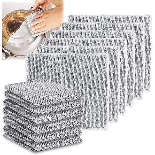 Metal Steel Wire Rags Cloth Kitchen Pot Pan Dishwashing Double - sided Dishcloth Home Mesh Cleaning Cloths Towels Scrubber Rag