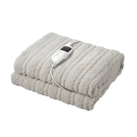 Navy and Beige Electric Heated Sherpa Throw Blanket
