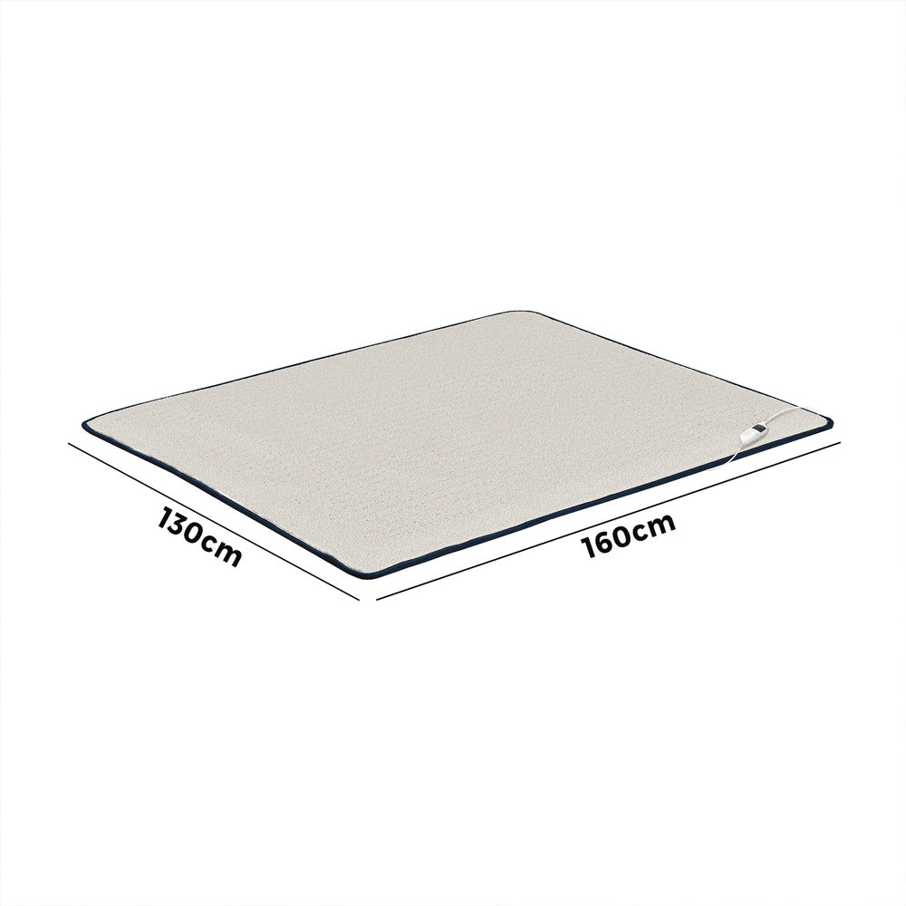 Navy and Beige Electric Heated Sherpa Throw Blanket