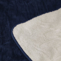 Navy and Beige Electric Heated Sherpa Throw Blanket