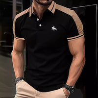 European And American Men's Daily Casual Printing Lapel Short Sleeve