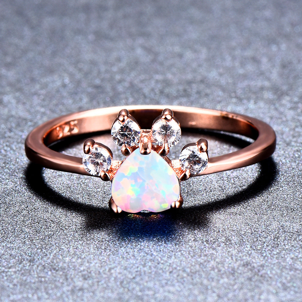 Cute Cat-claw-shaped Rings Fashion Personality Rhinestone