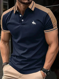 European And American Men's Daily Casual Printing Lapel Short Sleeve
