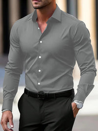 Men's Shirt Business Button Down Shirt Summer Solid Color