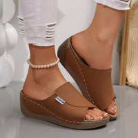 Simple Stylish Peep Toe Wedge Slippers