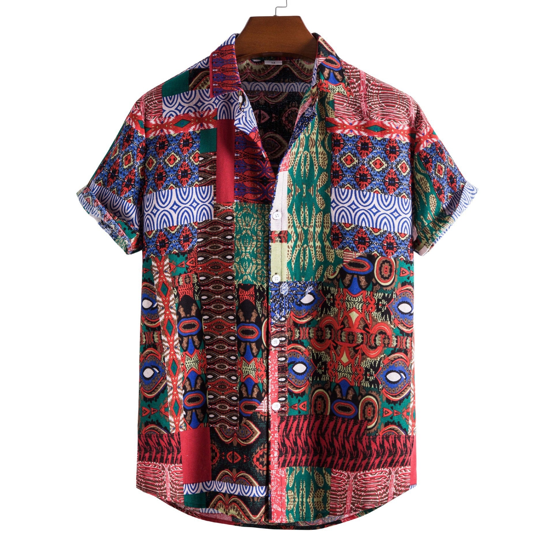 Plus Size Men's Casual Fashion Digital Printing Short Sleeve Shirt