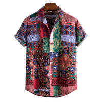 Plus Size Men's Casual Fashion Digital Printing Short Sleeve Shirt