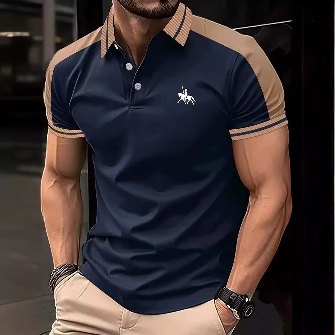 European And American Men's Daily Casual Printing Lapel Short Sleeve