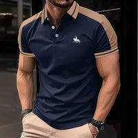 European And American Men's Daily Casual Printing Lapel Short Sleeve