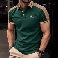 European And American Men's Daily Casual Printing Lapel Short Sleeve