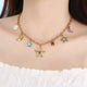 Star Moon Colour Artificial Glass Pearl Stainless Steel Necklace
