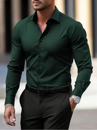 Men's Shirt Business Button Down Shirt Summer Solid Color