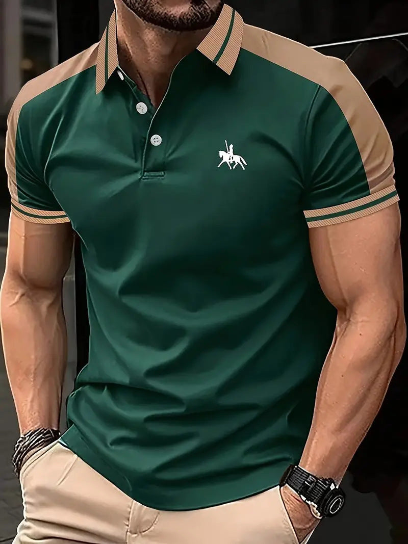 European And American Men's Daily Casual Printing Lapel Short Sleeve