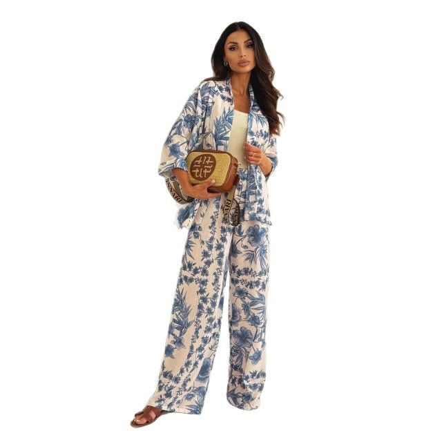 Women's Clothing Printed Long-sleeved Top Suit Fashion