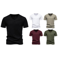 Men's Slub Cotton Elastic Breathable Bottoming Shirt