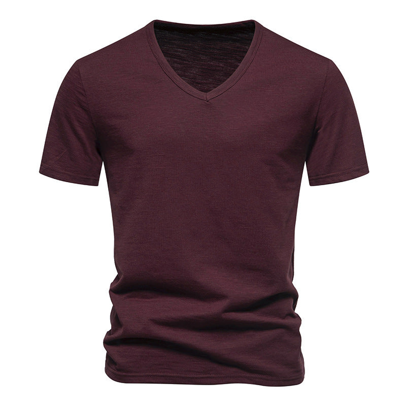 Men's Slub Cotton Elastic Breathable Bottoming Shirt