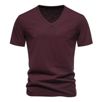 Men's Slub Cotton Elastic Breathable Bottoming Shirt