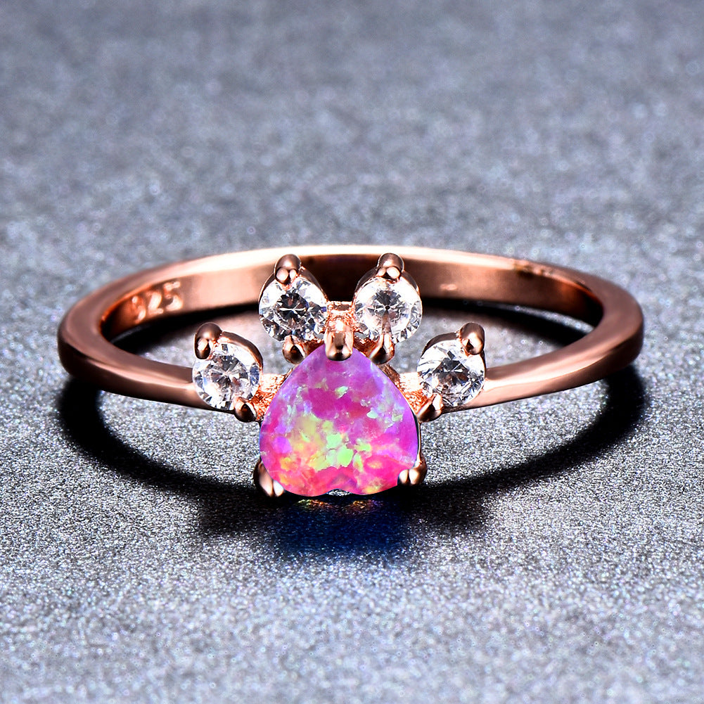 Cute Cat-claw-shaped Rings Fashion Personality Rhinestone