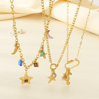 Star Moon Colour Artificial Glass Pearl Stainless Steel Necklace