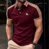 European And American Men's Daily Casual Printing Lapel Short Sleeve