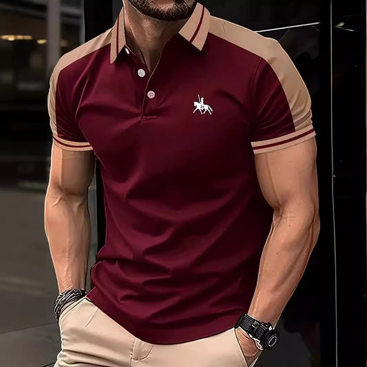 European And American Men's Daily Casual Printing Lapel Short Sleeve