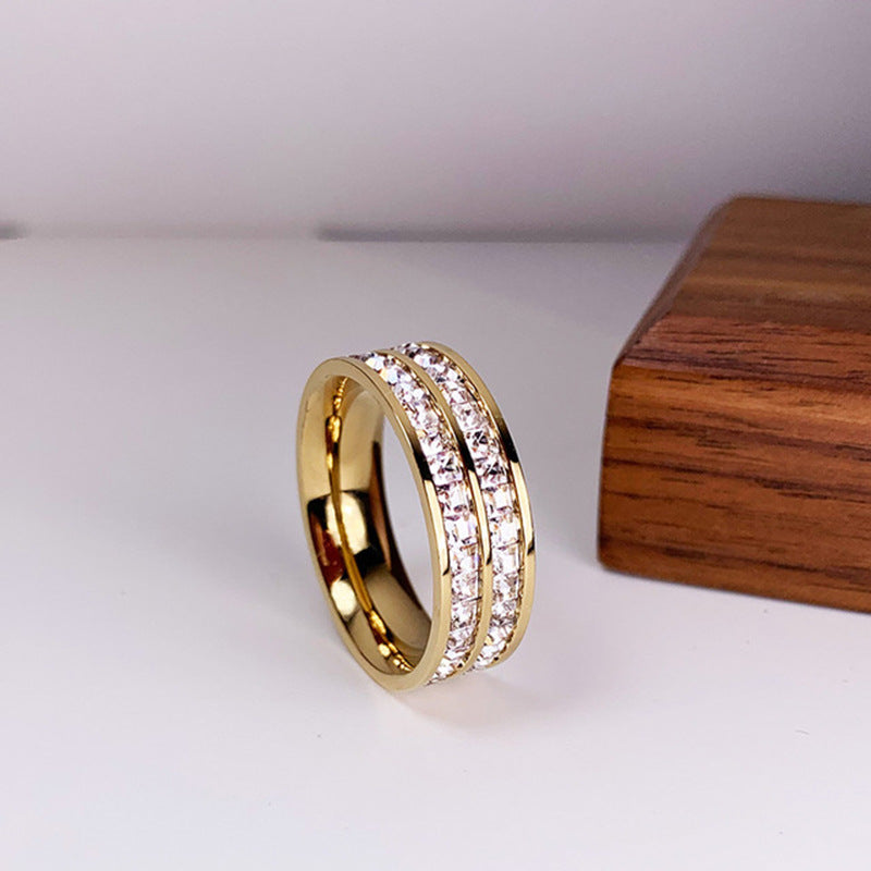itanium Steel Couple Single And Double Row Diamond Ring