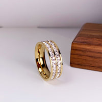 itanium Steel Couple Single And Double Row Diamond Ring