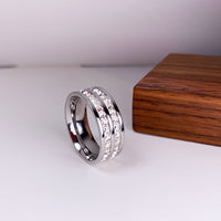 itanium Steel Couple Single And Double Row Diamond Ring