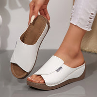 Simple Stylish Peep Toe Wedge Slippers