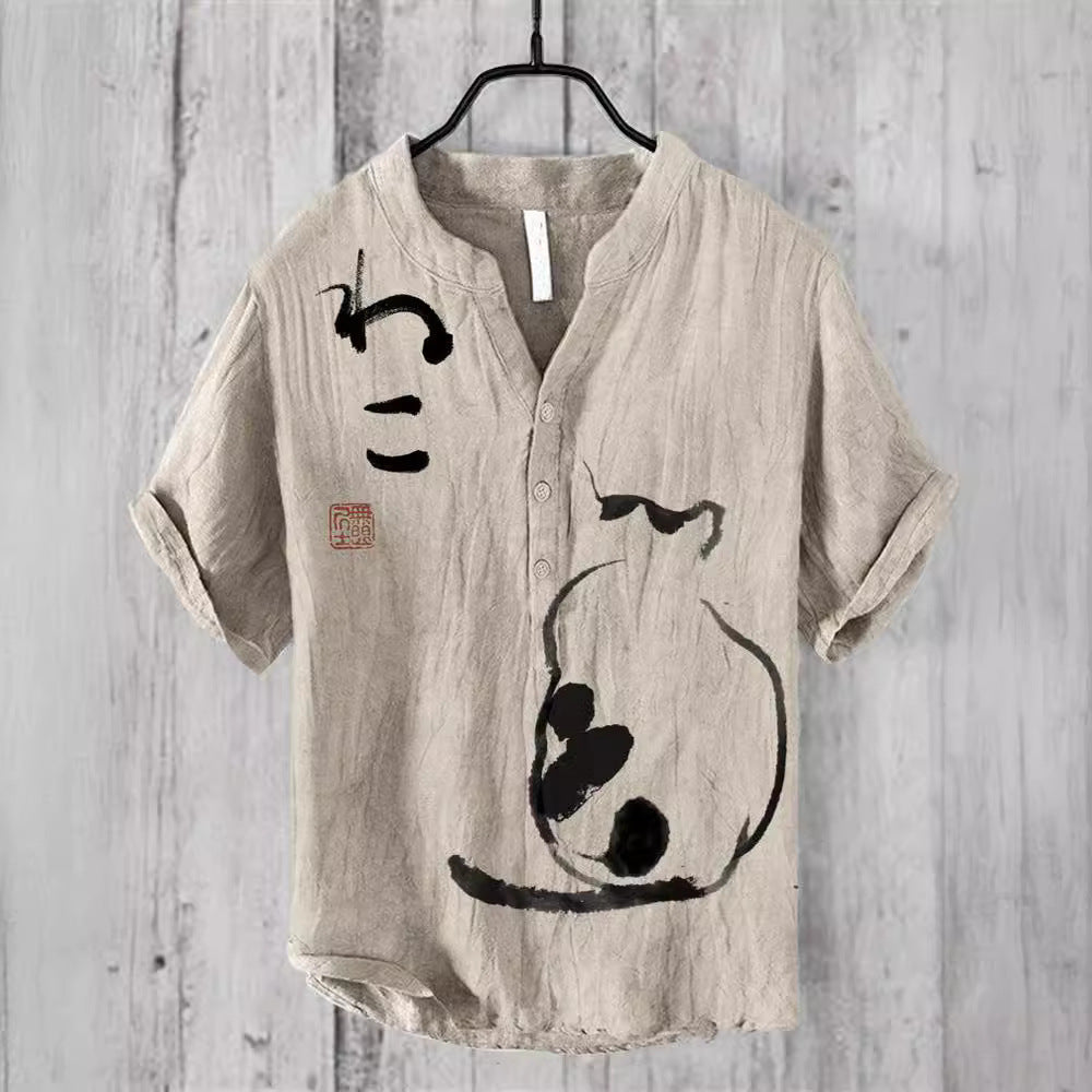Plus Size Digital Printing Men's Short Sleeve