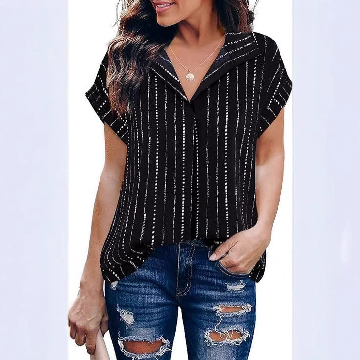 Casual Fashion Trend Stripes Women's Shirt Top