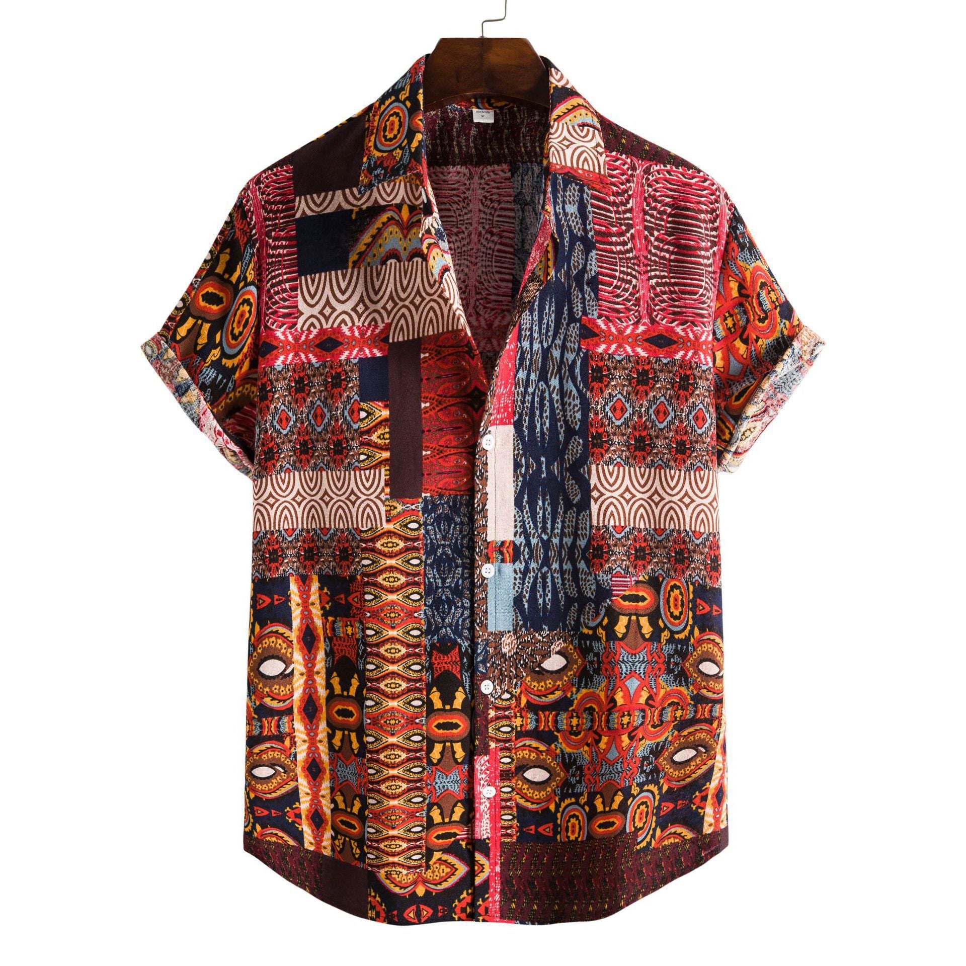 Plus Size Men's Casual Fashion Digital Printing Short Sleeve Shirt
