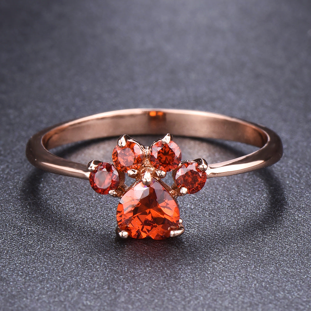 Cute Cat-claw-shaped Rings Fashion Personality Rhinestone