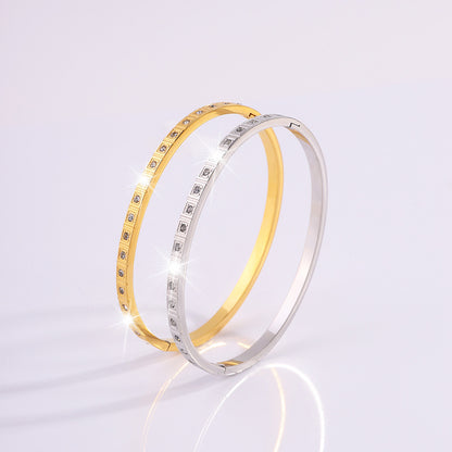 European And American Non-fading Square Diamond Stainless Steel Bracelet