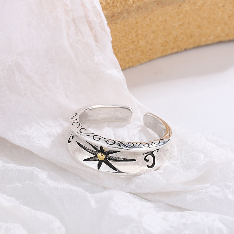 Eight Awn Star Open Adjustable Ring