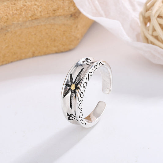 Eight Awn Star Open Adjustable Ring